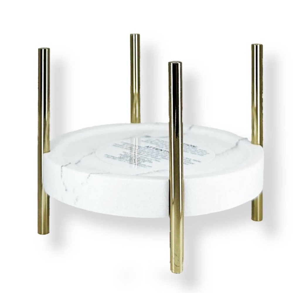 White Marble Candle holder with Gold Stand